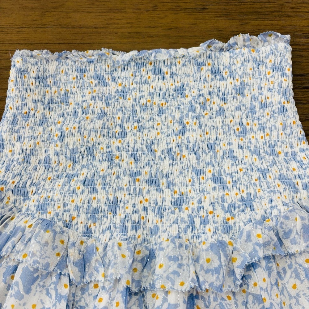 Saylor Amal Ruffle Smocked Skirt Baby Blue & White Size S - Picture 7 of 8